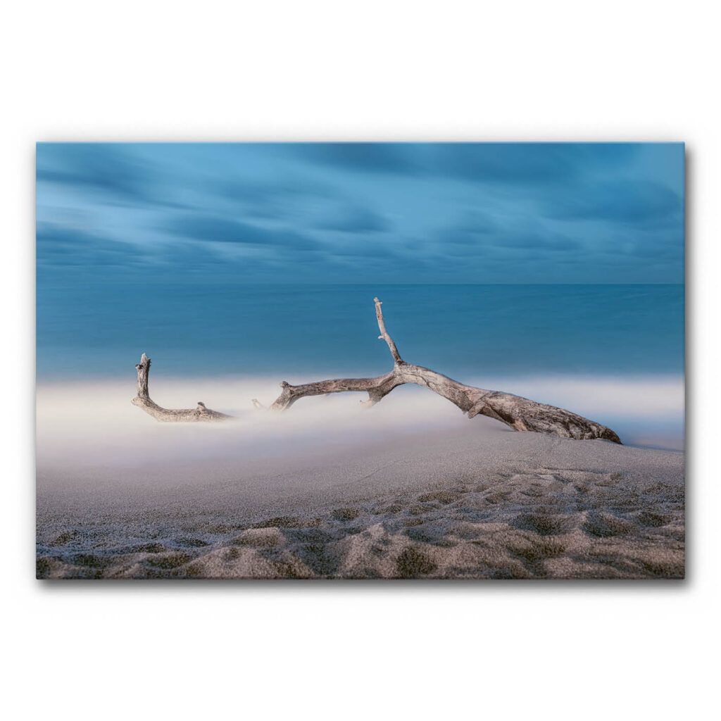 Akustikbild mit Küstenmotiv in Blau