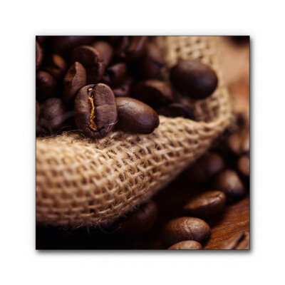Akustikbild Kaffepause II (100 cm x 100 cm x 5 cm, AluStyle) mit schwarzem Rahmen