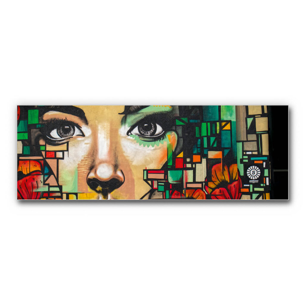 Akustikbild Streetart Frau mit Fahrrad