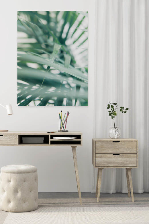 schallschutz akustikbilder wandbilder wohnzimmer kueche praxis buero hall reduzieren motive natur palmen gruen tropical 24