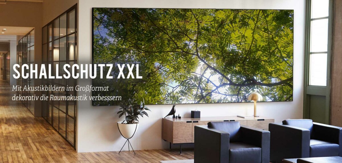 Großformat Akustikbild als Wandabsorber im Empfangsbereich