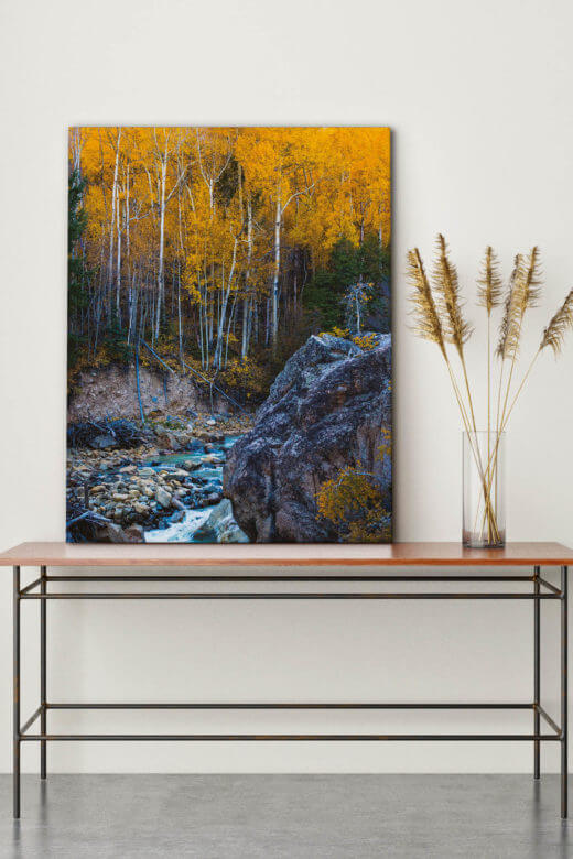 Herbstdeko mit Textilwechselrahmen und Akustikbild Die goldene Zeit