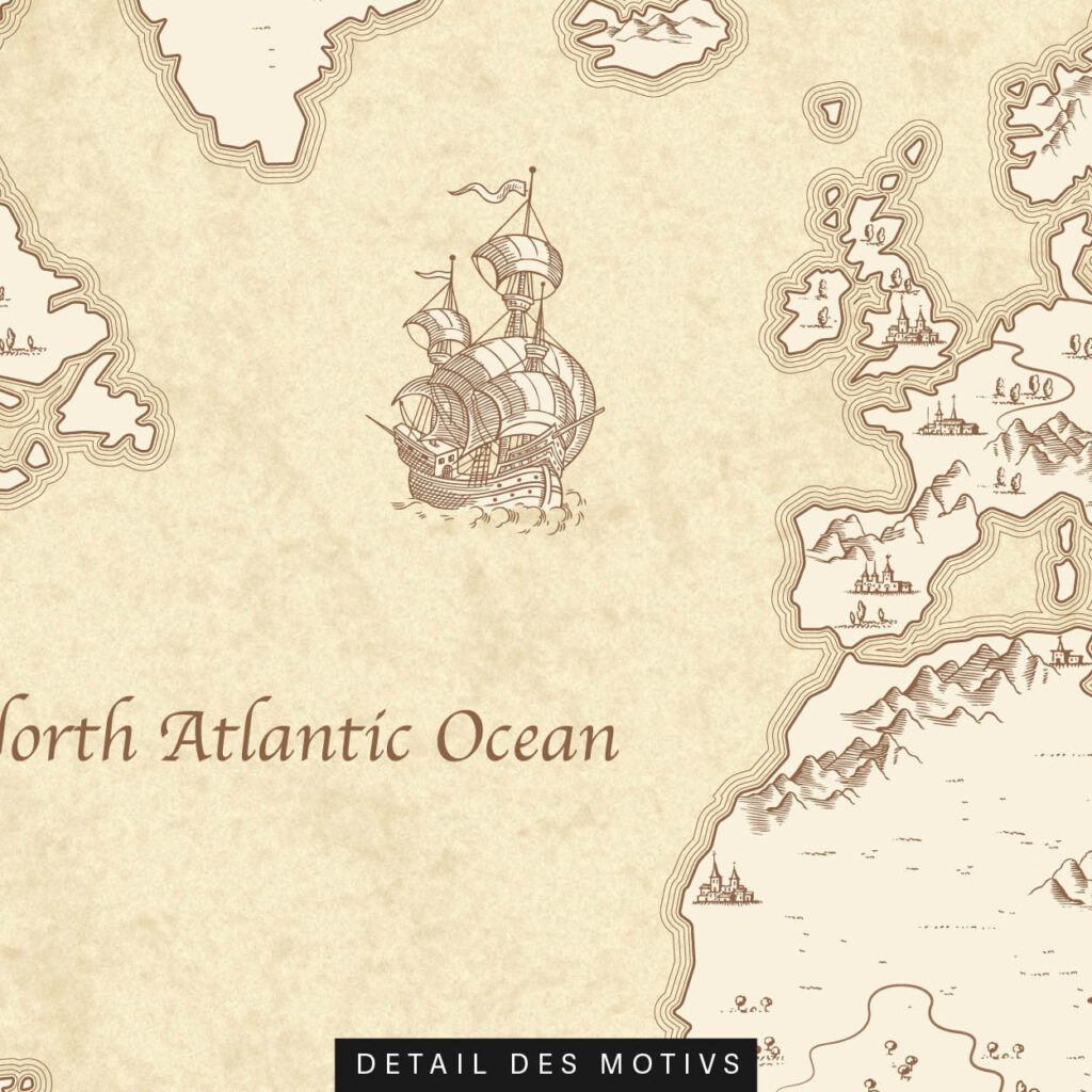 Akustikbild Weltkarte Antik-Look