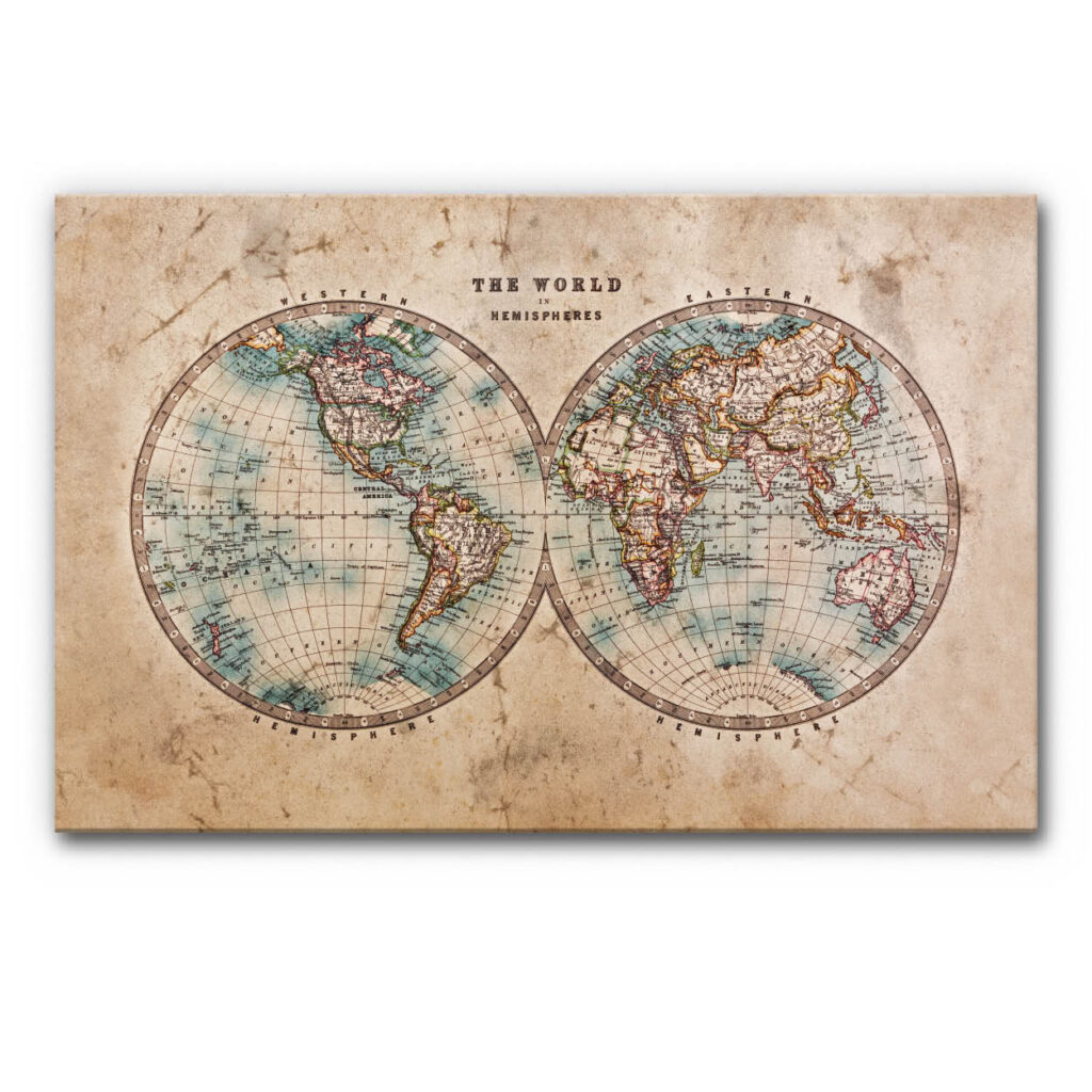 Akustikbild Weltkarte Hemisphären - eine Weltkarte