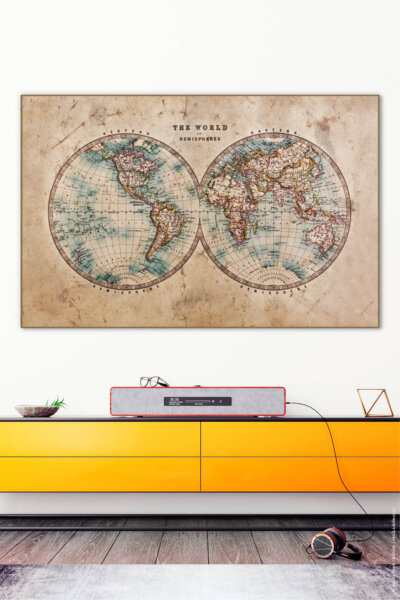 Akustikbild Weltkarte Hemisphären